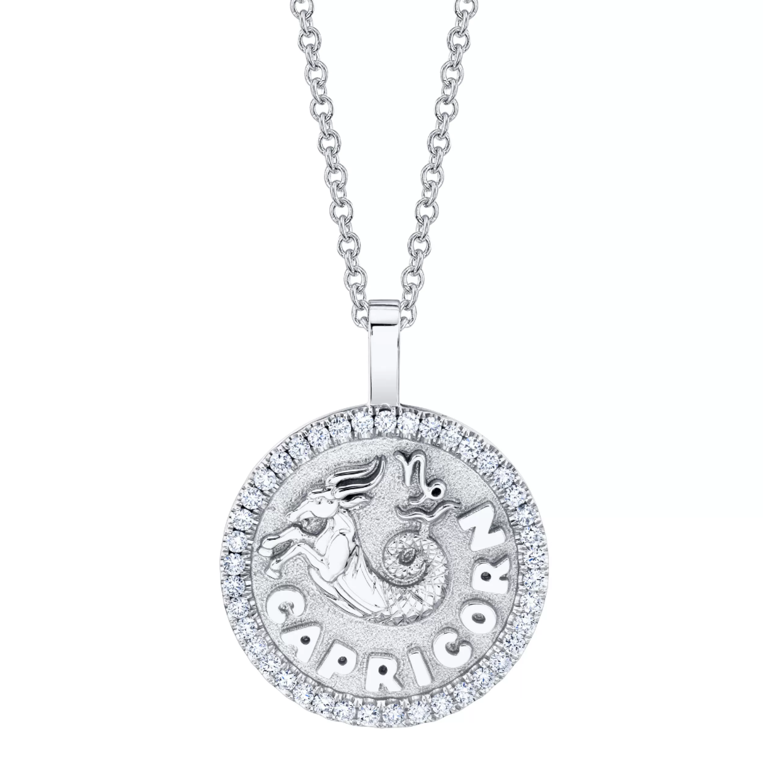 Anita Ko Pendants | Zodiac Coins^CAPRICORN ZODIAC COIN PENDANT WITH DIAMOND FRAME