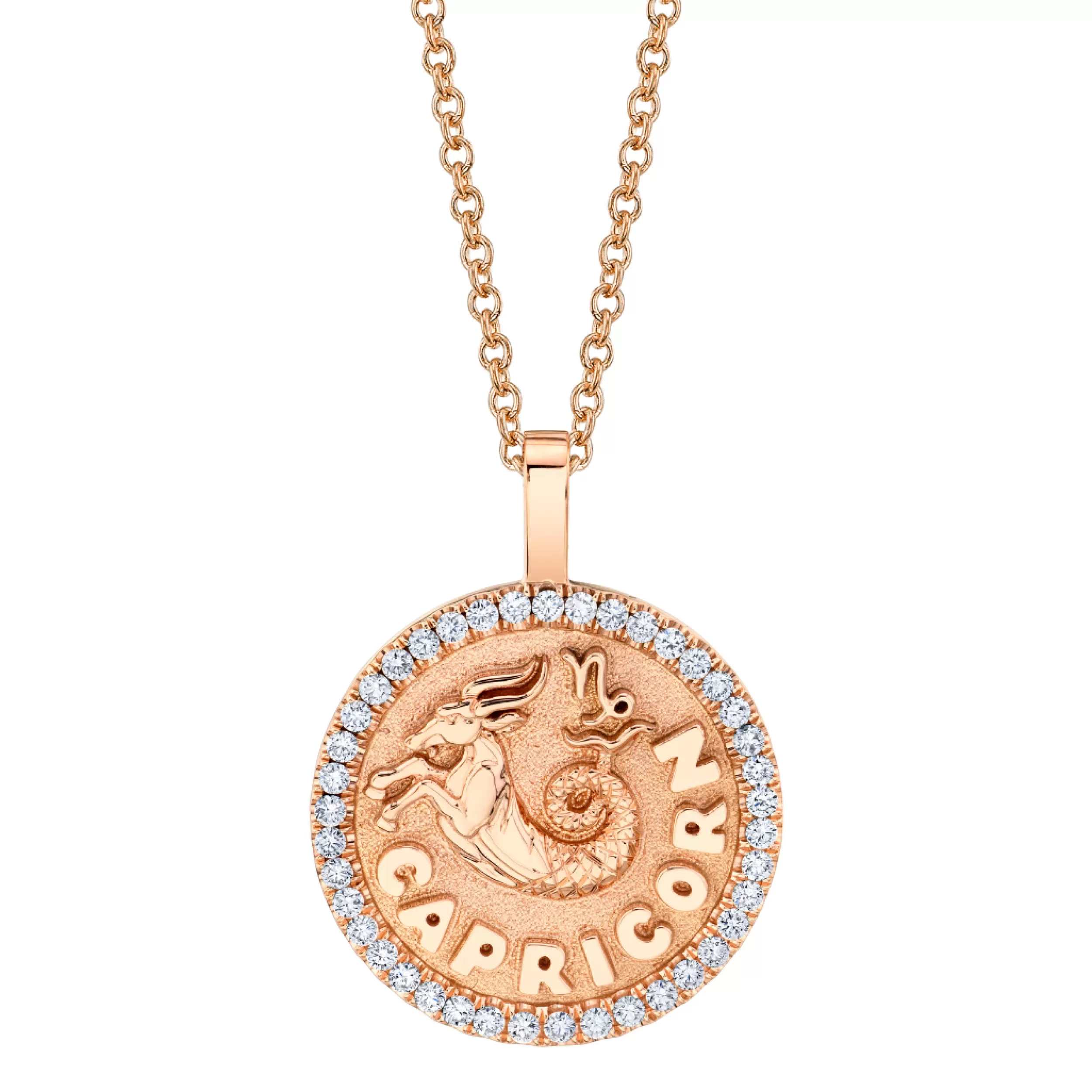 Anita Ko Pendants | Zodiac Coins^CAPRICORN ZODIAC COIN PENDANT WITH DIAMOND FRAME