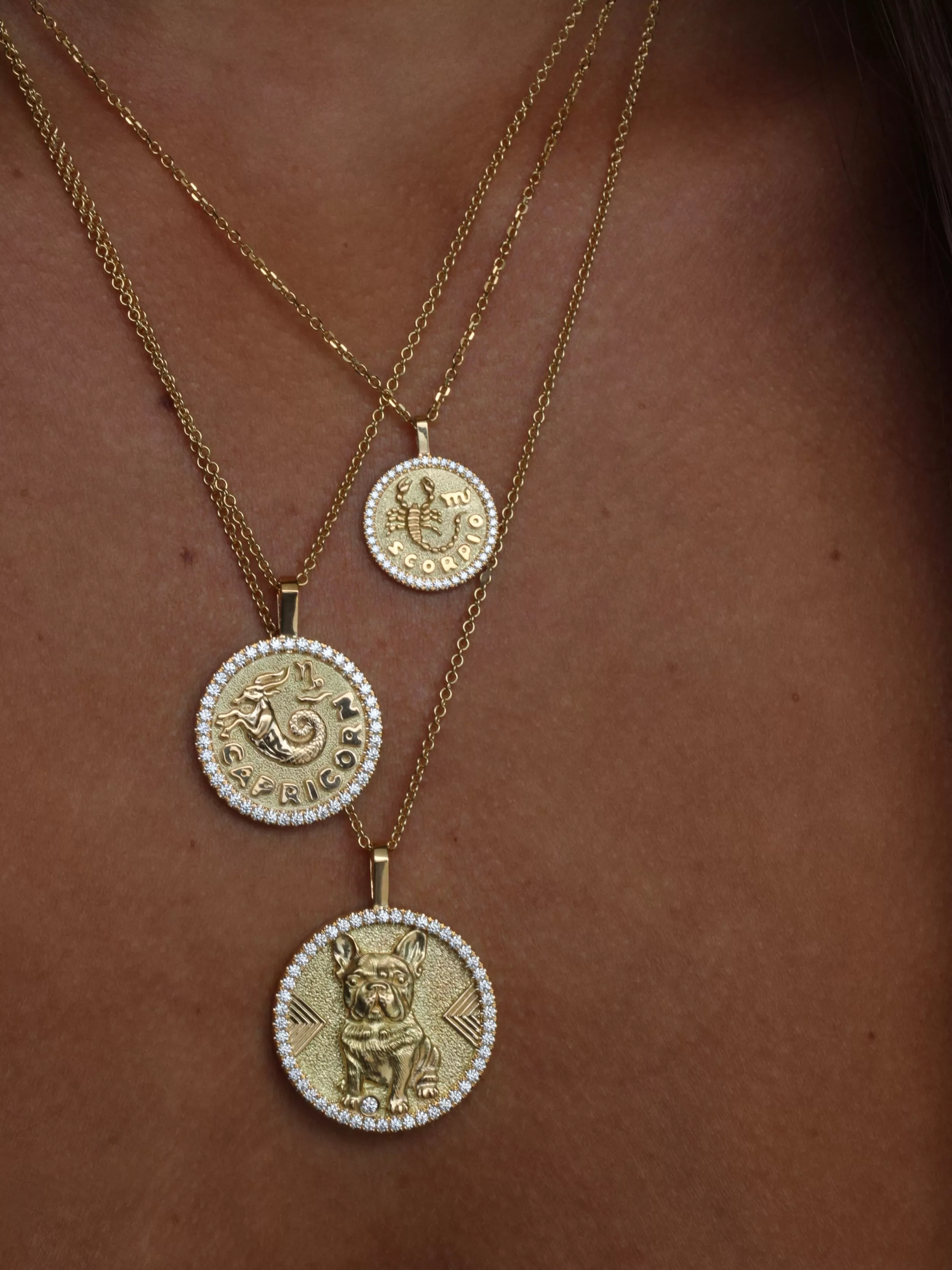 Anita Ko Pendants | Zodiac Coins^CAPRICORN ZODIAC COIN PENDANT WITH DIAMOND FRAME