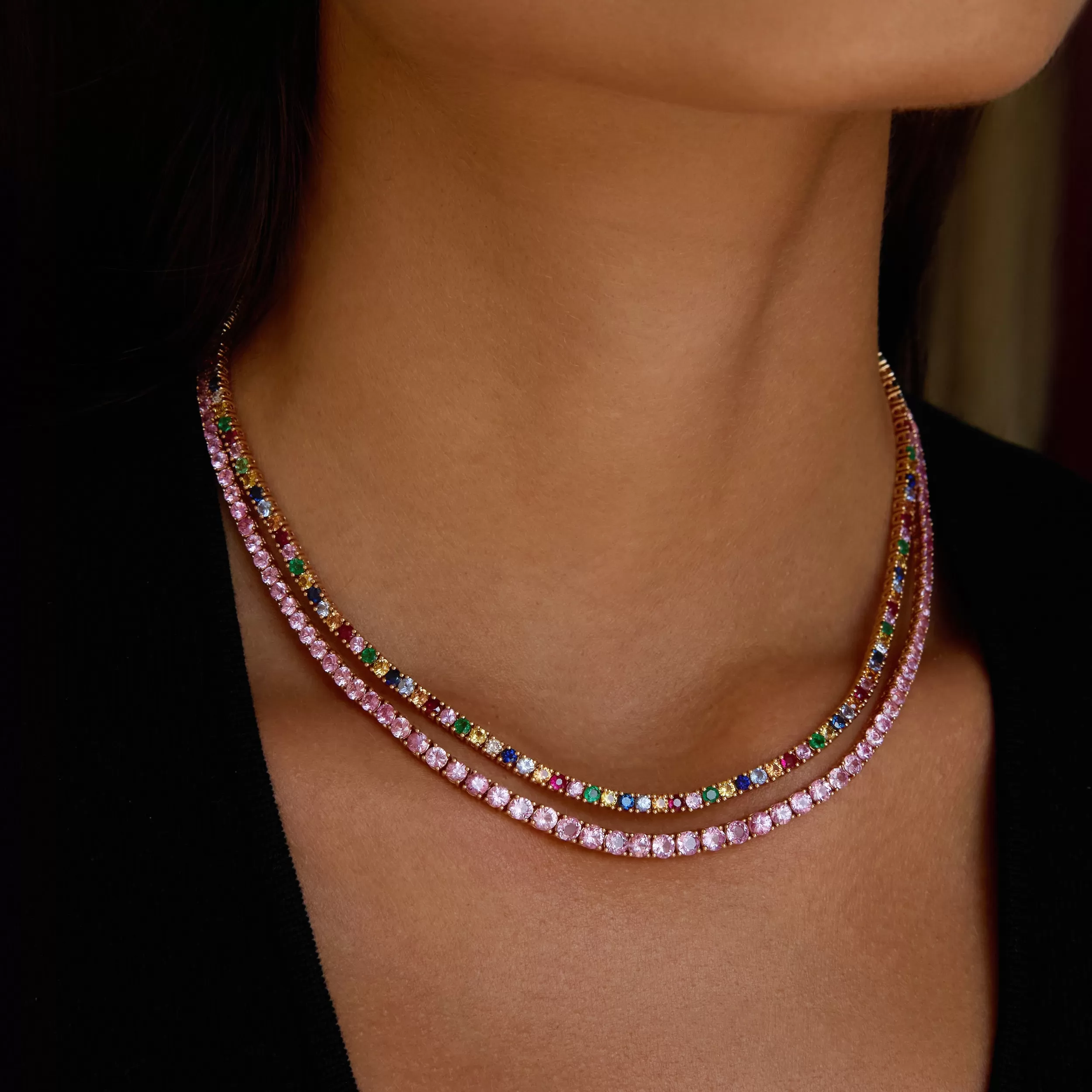Anita Ko Chokers^MULTI-COLORED DIAMOND AND GEMSTONE HEPBURN NECKLACE