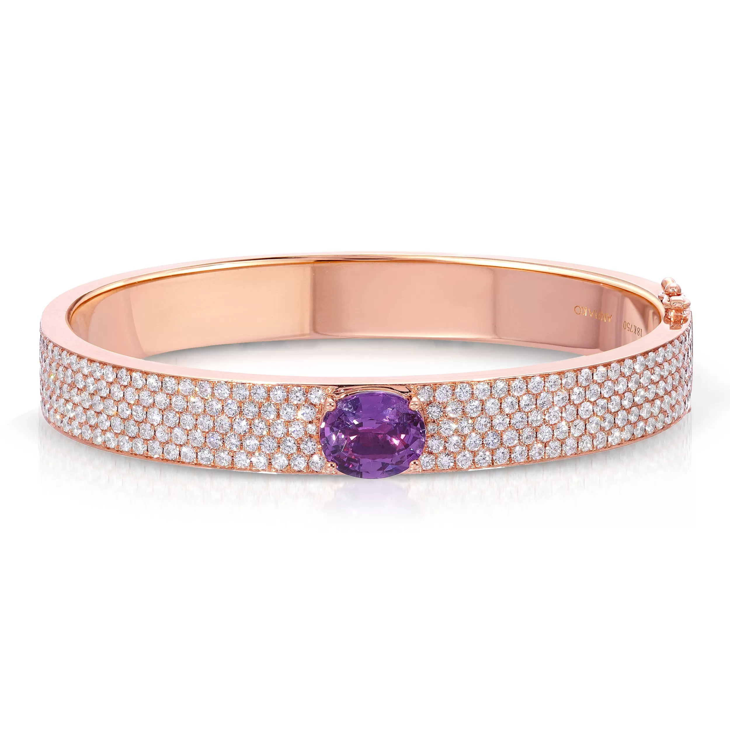 Anita Ko One Of A Kind^PAVÉ DIAMOND OVAL BRACELET WITH CUSHION CUT PINK SAPPHIRE CENTER