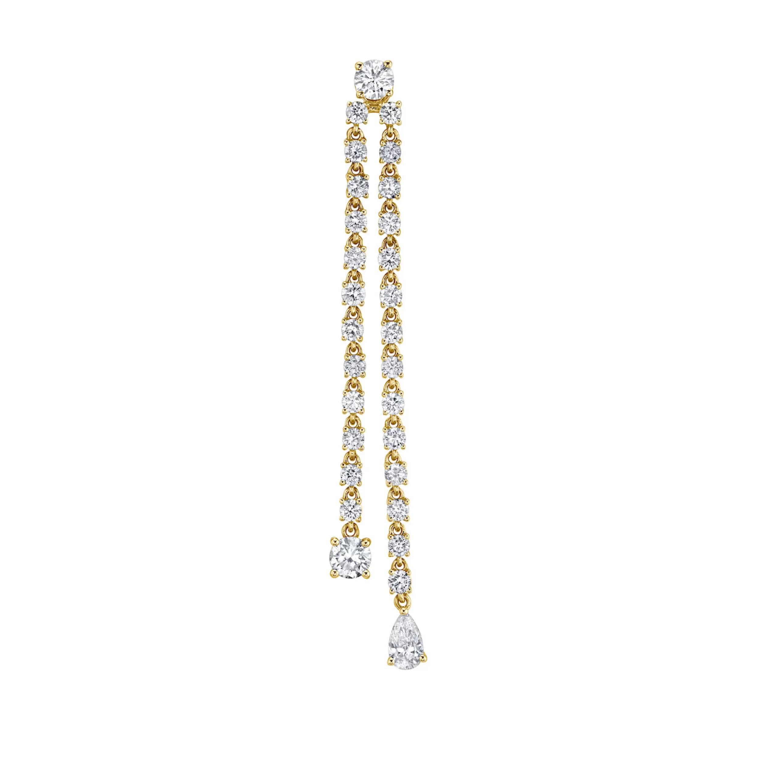 Anita Ko Long^SINGLE DOUBLE DRAPED DIAMOND ROPE EARRING WITH ROUND AND PEAR DIAMOND DROPS