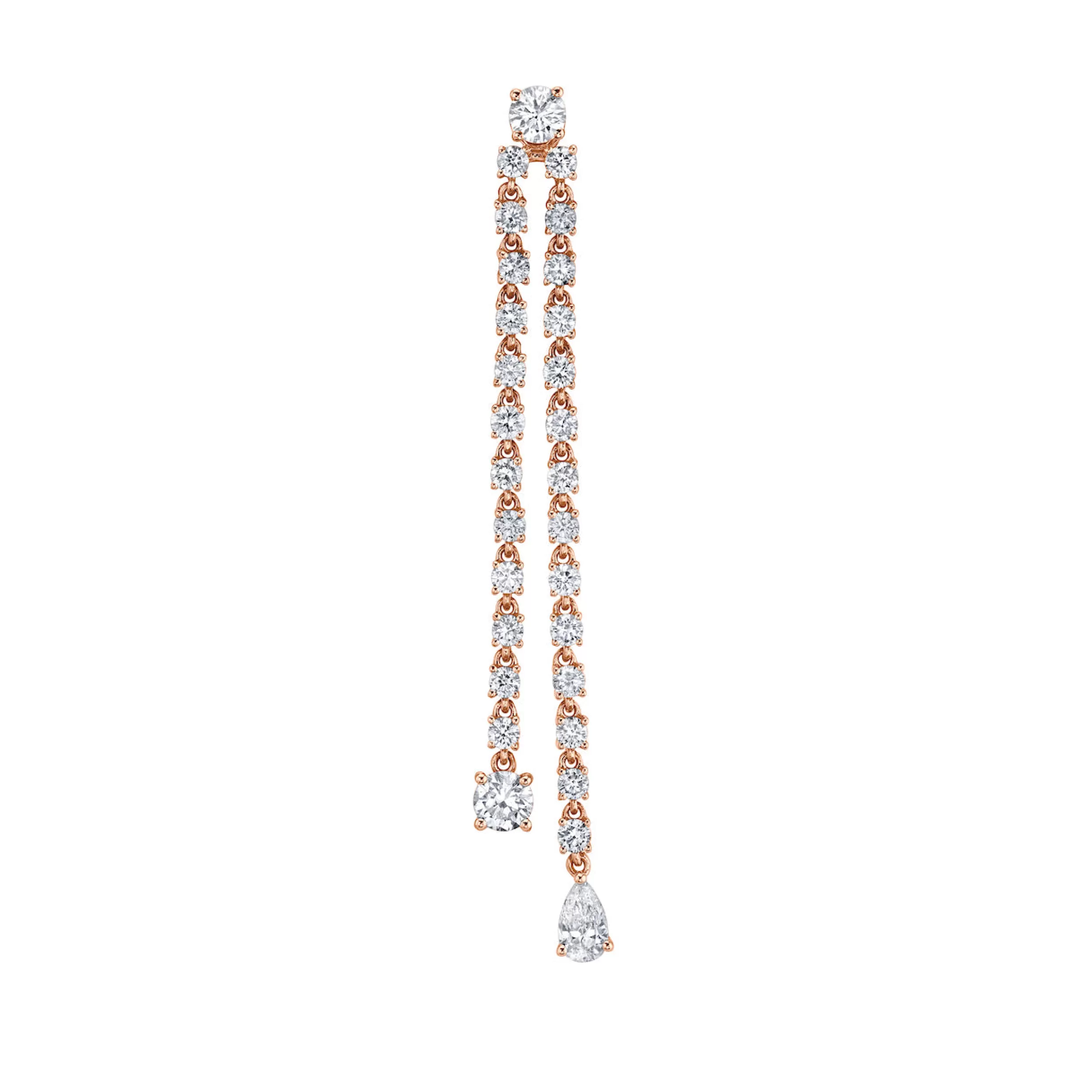 Anita Ko Long^SINGLE DOUBLE DRAPED DIAMOND ROPE EARRING WITH ROUND AND PEAR DIAMOND DROPS