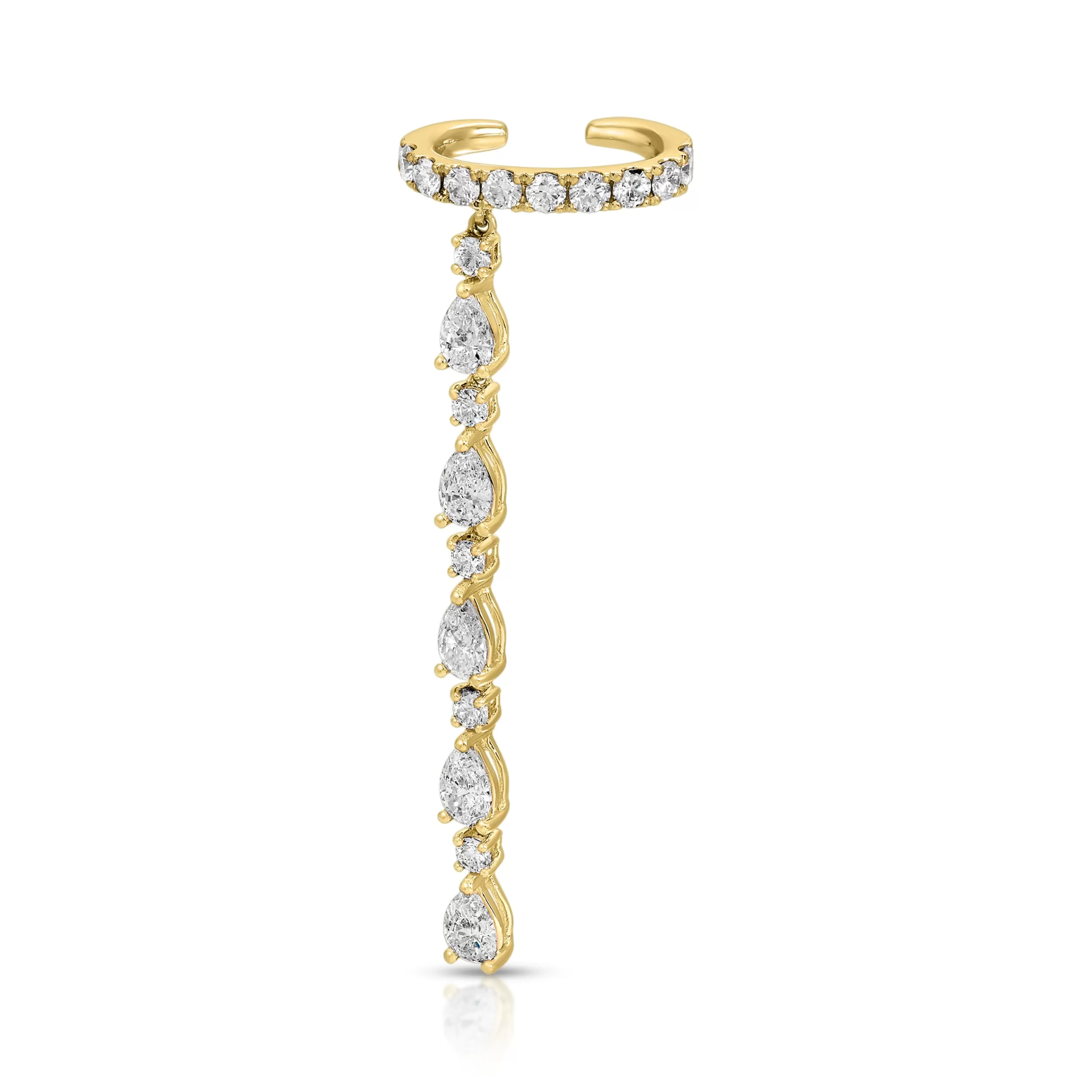 Anita Ko Ear Cuffs^SINGLE ROW DIAMOND EAR CUFF WITH 5 PEAR AND ROUND DIAMOND DROPS