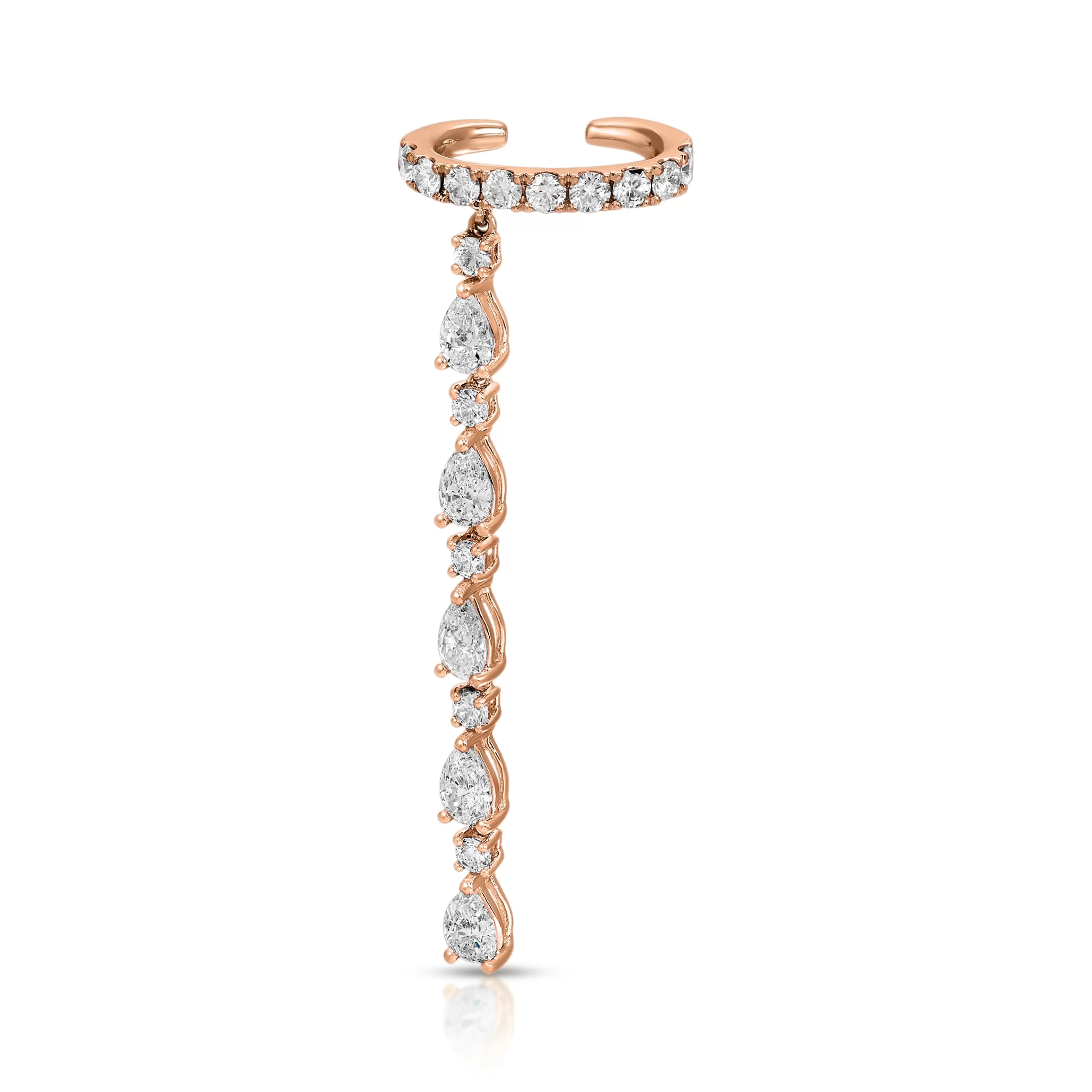 Anita Ko Ear Cuffs^SINGLE ROW DIAMOND EAR CUFF WITH 5 PEAR AND ROUND DIAMOND DROPS