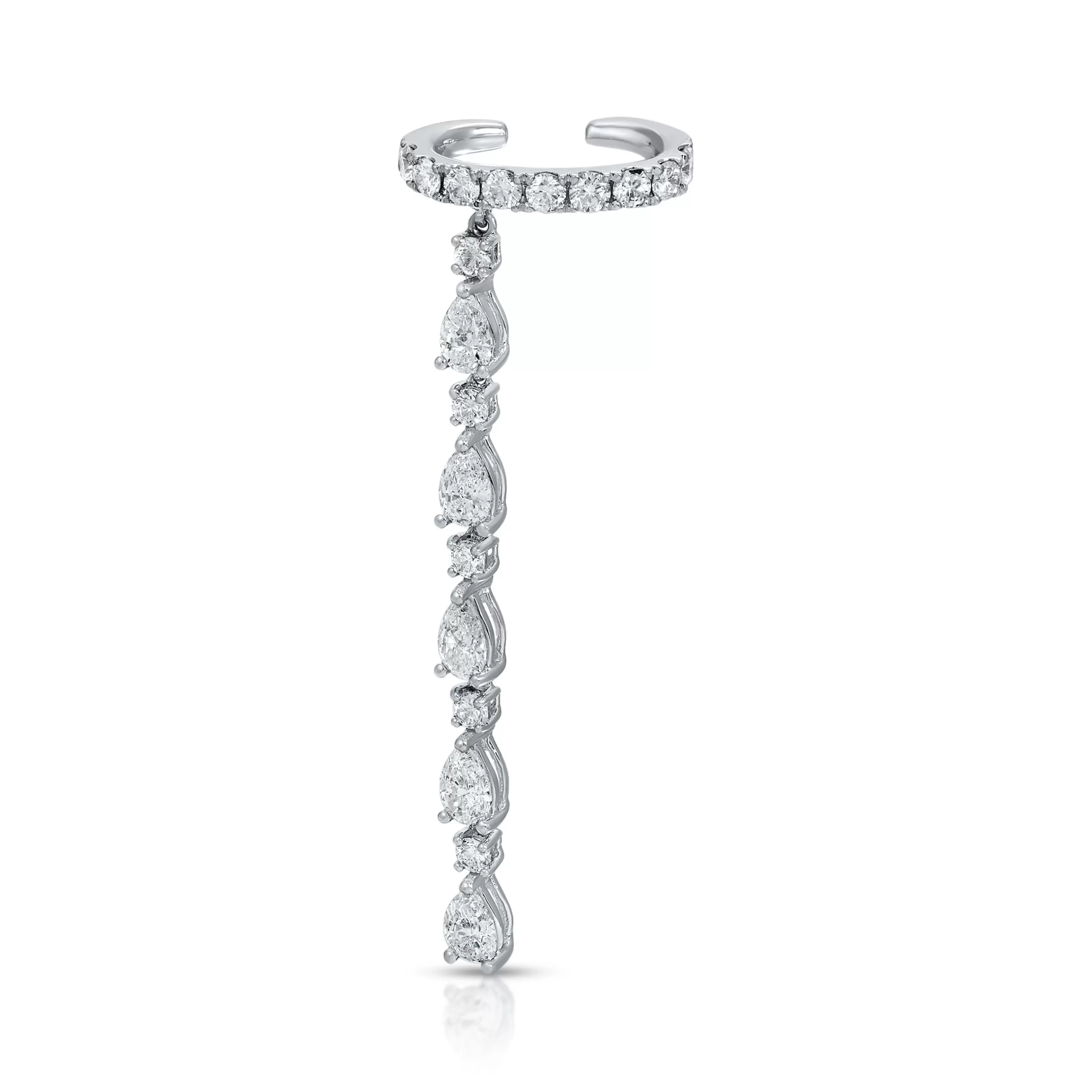 Anita Ko Ear Cuffs^SINGLE ROW DIAMOND EAR CUFF WITH 5 PEAR AND ROUND DIAMOND DROPS