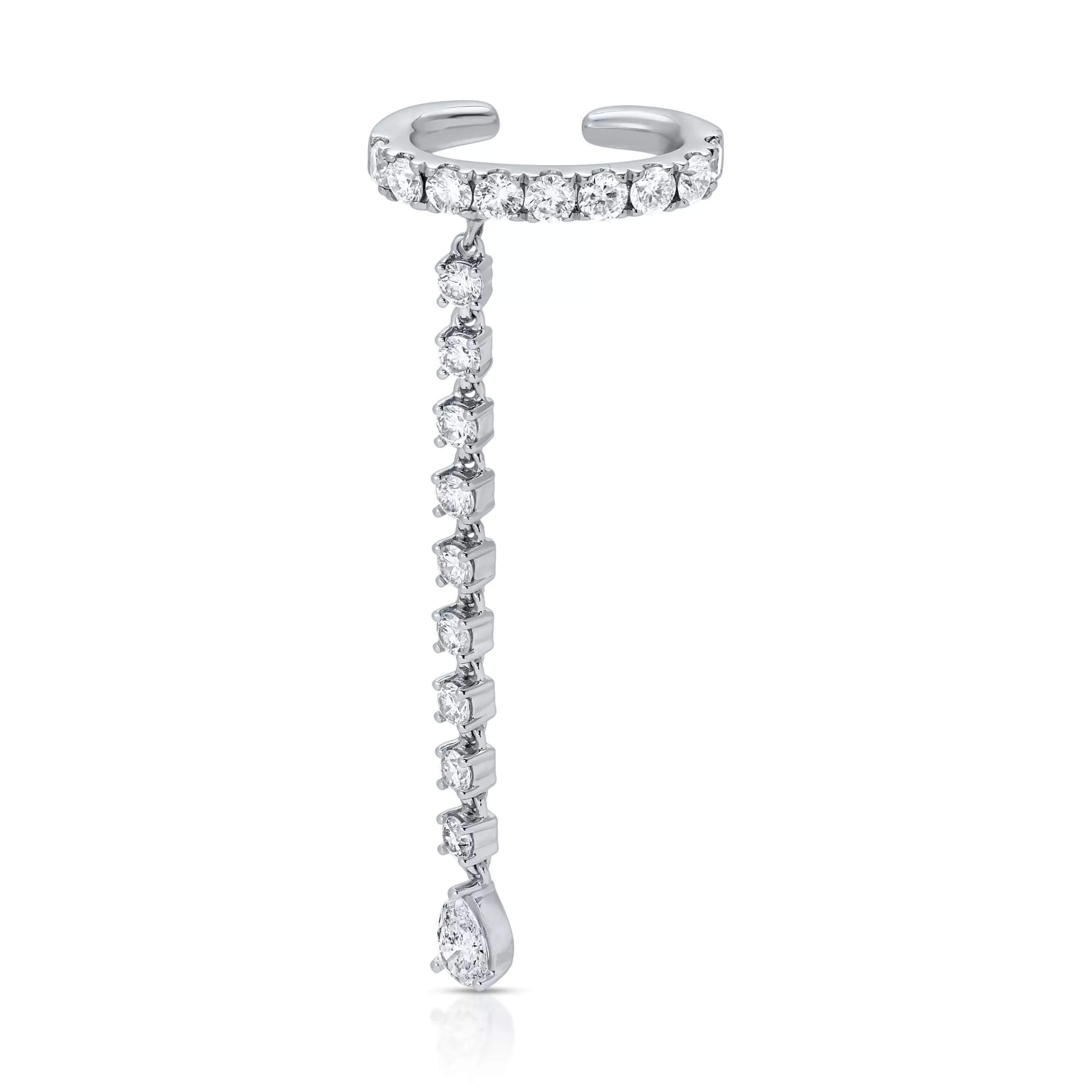 Anita Ko Ear Cuffs^SINGLE ROW DIAMOND EAR CUFF WITH ROUND AND PEAR DIAMOND DROPS