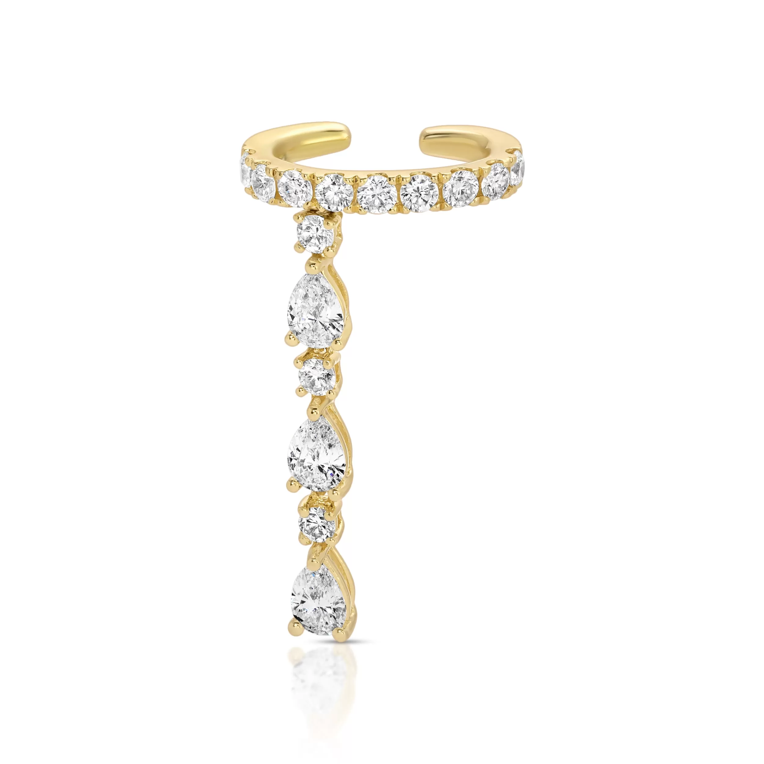 Anita Ko Ear Cuffs^SINLGE ROW DIAMOND EAR CUFF WITH 3 PEAR AND ROUND DIAMOND DROPS