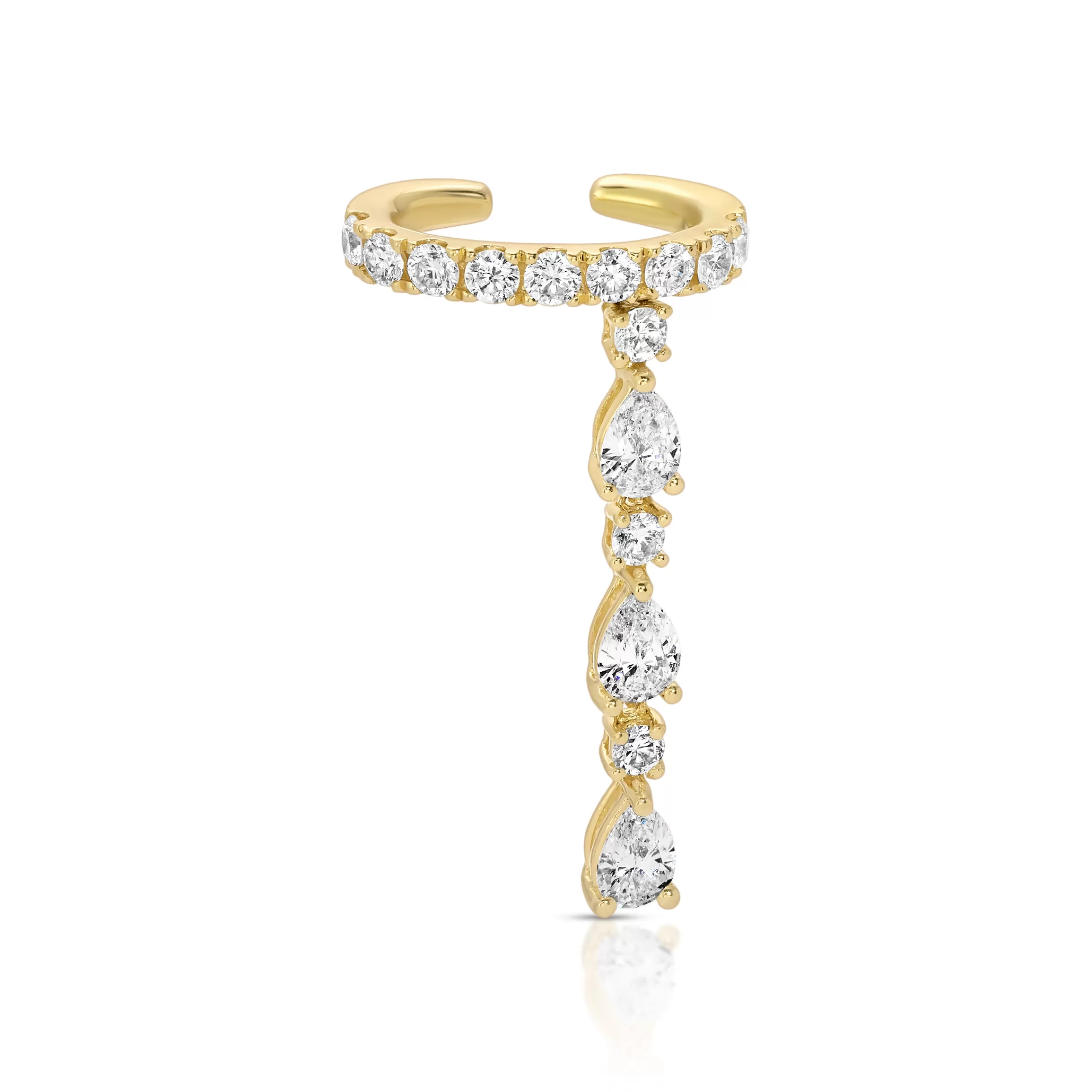 Anita Ko Ear Cuffs^SINLGE ROW DIAMOND EAR CUFF WITH 3 PEAR AND ROUND DIAMOND DROPS