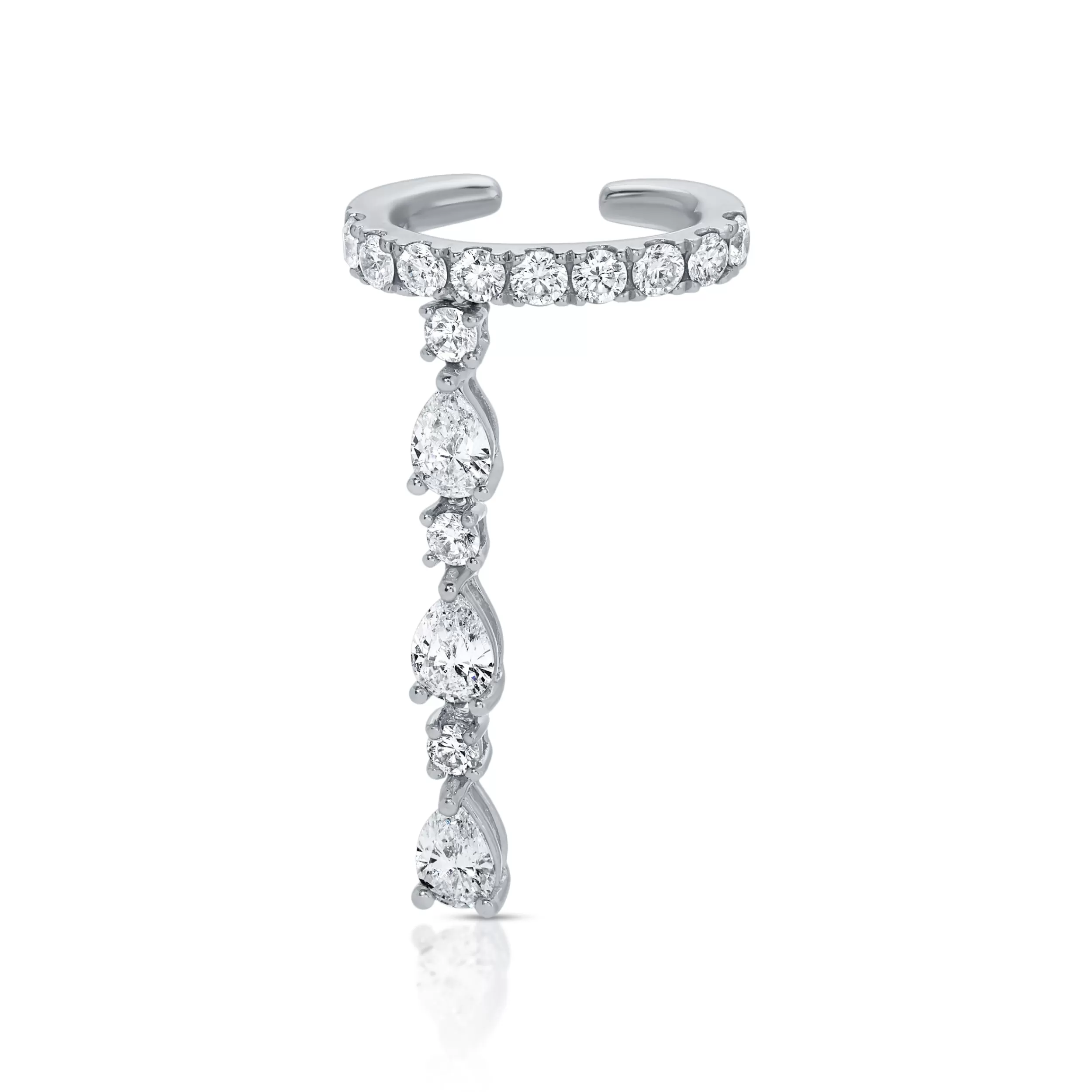 Anita Ko Ear Cuffs^SINLGE ROW DIAMOND EAR CUFF WITH 3 PEAR AND ROUND DIAMOND DROPS