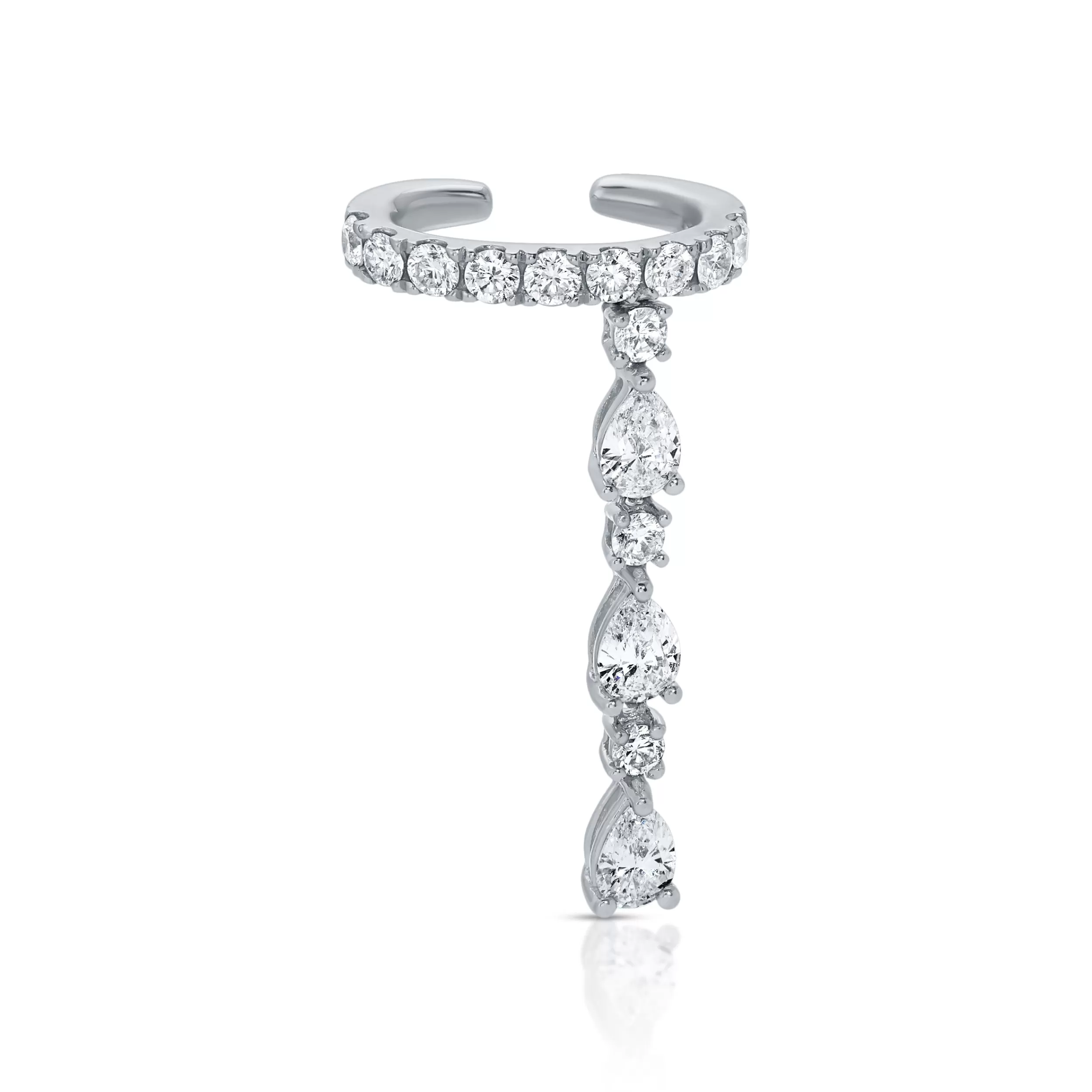 Anita Ko Ear Cuffs^SINLGE ROW DIAMOND EAR CUFF WITH 3 PEAR AND ROUND DIAMOND DROPS
