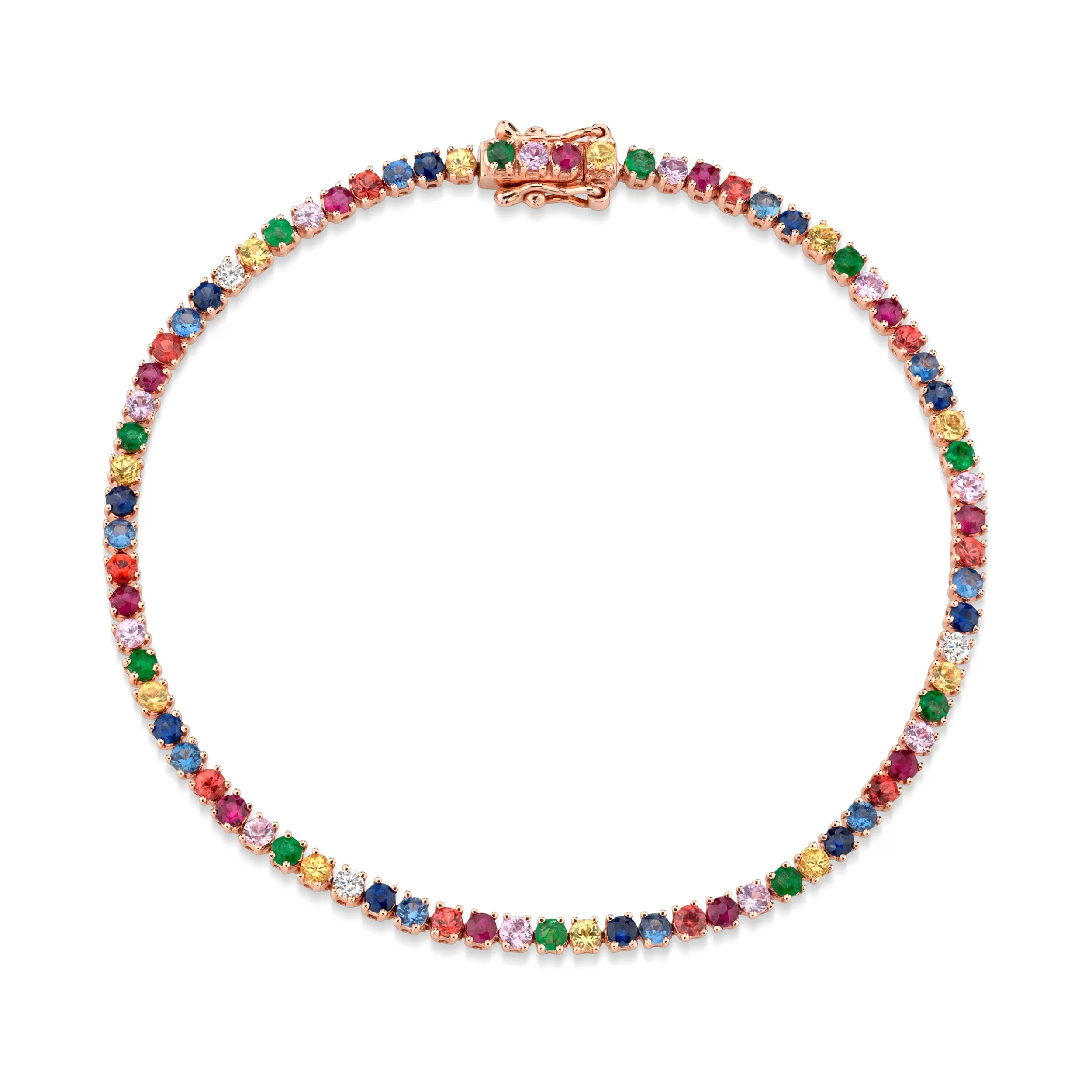 Anita Ko Diamond Link^SMALL MULTI-COLORED FINE GEMSTONE AND DIAMOND HEPBURN BRACELET